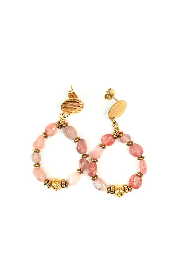 Boucles PRIYA quartz fraise