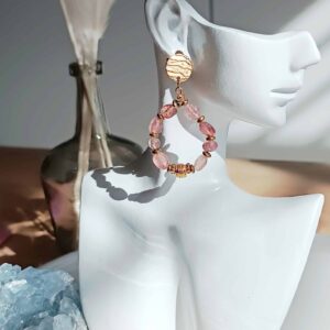 Boucles PRIYA quartz fraise