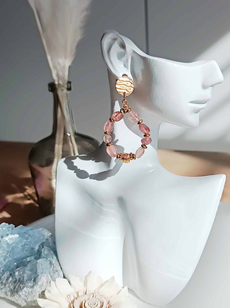 Boucles PRIYA quartz fraise