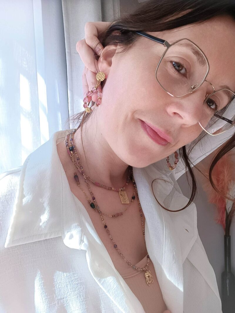 Boucles PRIYA quartz fraise