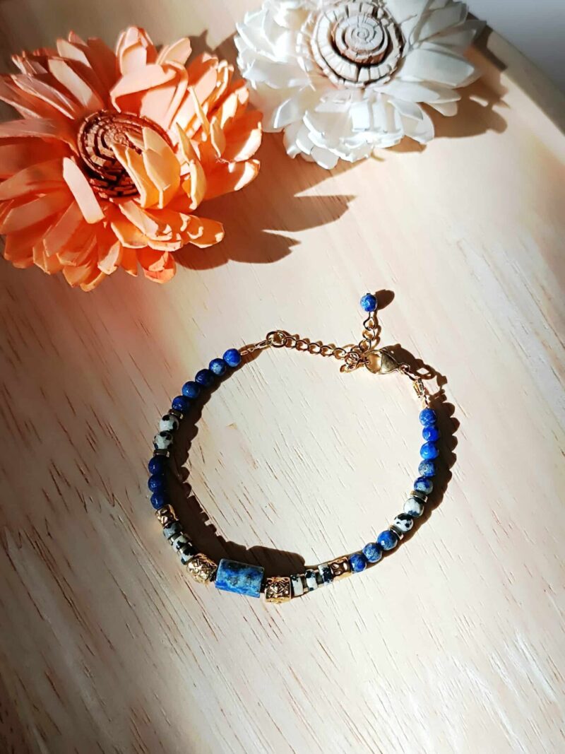 Bracelet MATRA lapis lazuli et jaspe dalmatien