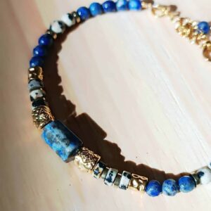 Bracelet MATRA lapis lazuli et jaspe dalmatien