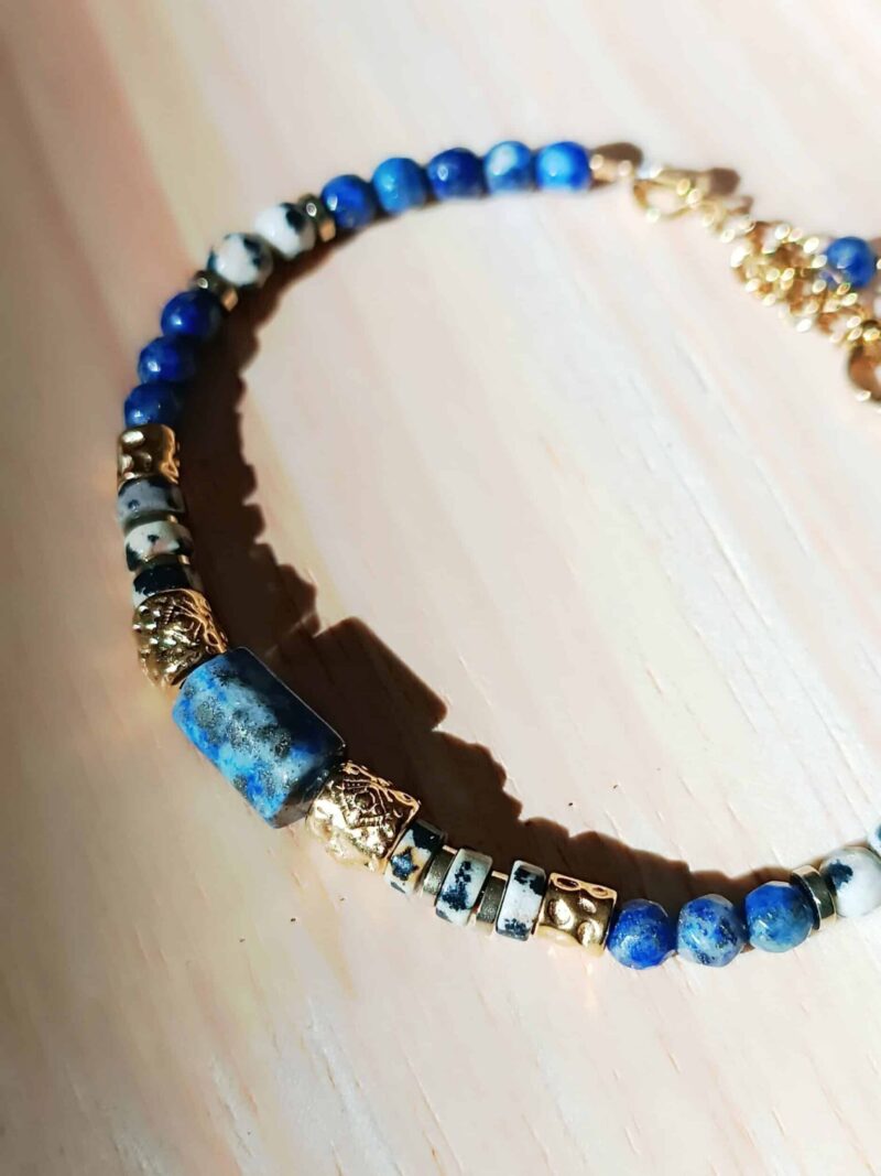 Bracelet MATRA lapis lazuli et jaspe dalmatien