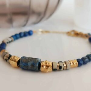 Bracelet MATRA lapis lazuli et jaspe dalmatien