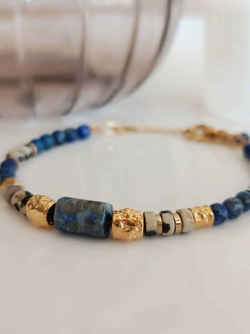 Bracelet MATRA lapis lazuli et jaspe dalmatien