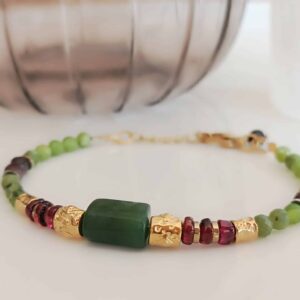 Bracelet MATRA grenat et jade