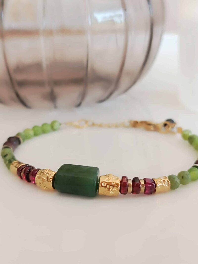 Bracelet MATRA grenat et jade