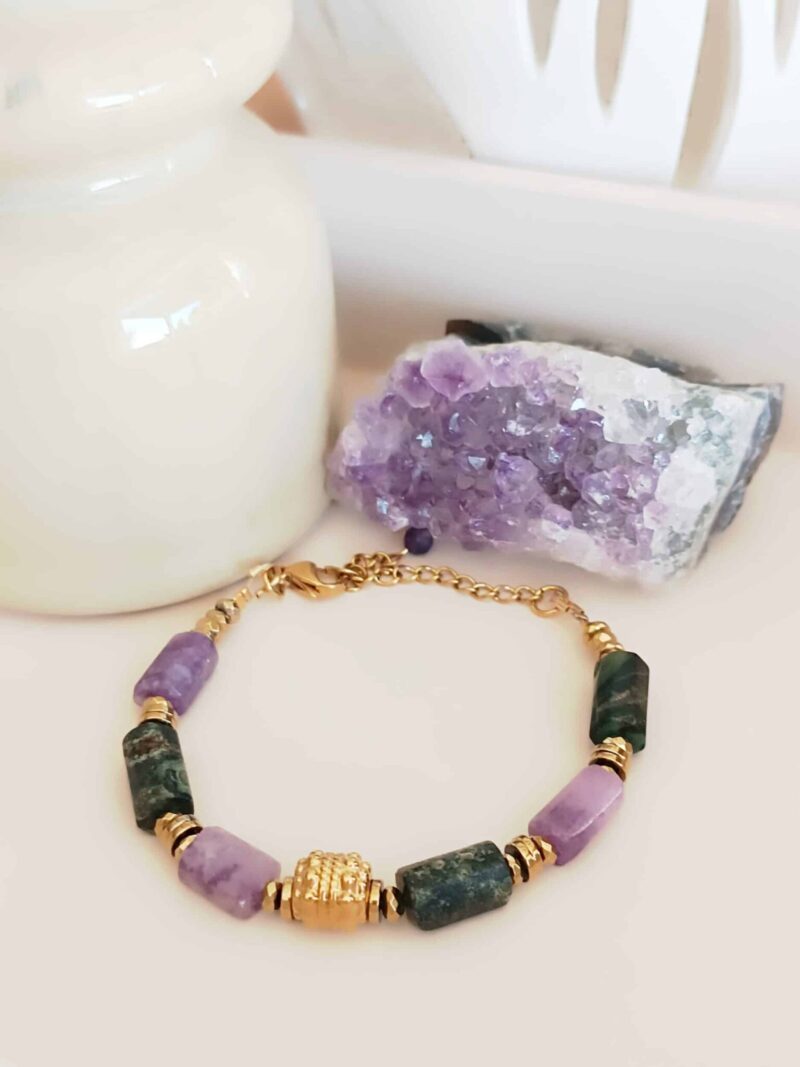 Bracelet KIVAR lépidolite et jaspe kambala