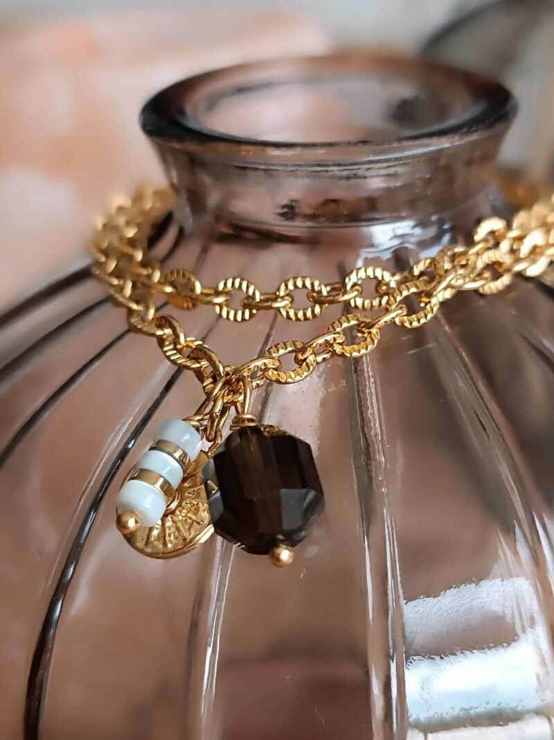 Bracelet double tour LANESH quartz fumé