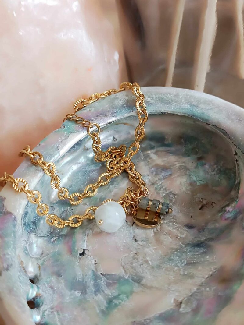 Bracelet double tour LANESH pierre de lune