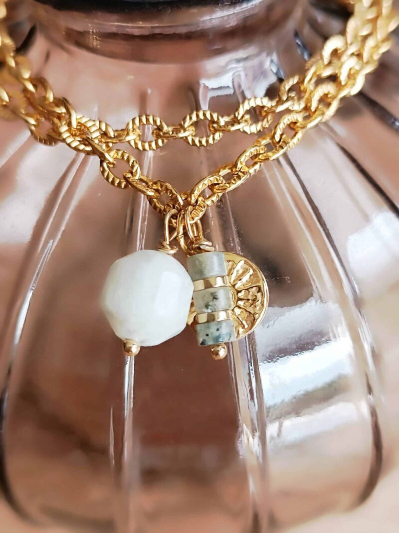 Bracelet double tour LANESH pierre de lune