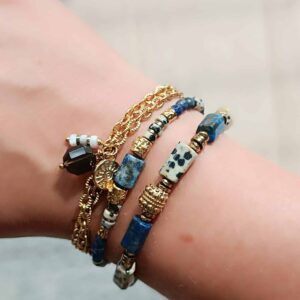 Bracelet KIVAR lapis lazuli et jaspe dalmatien