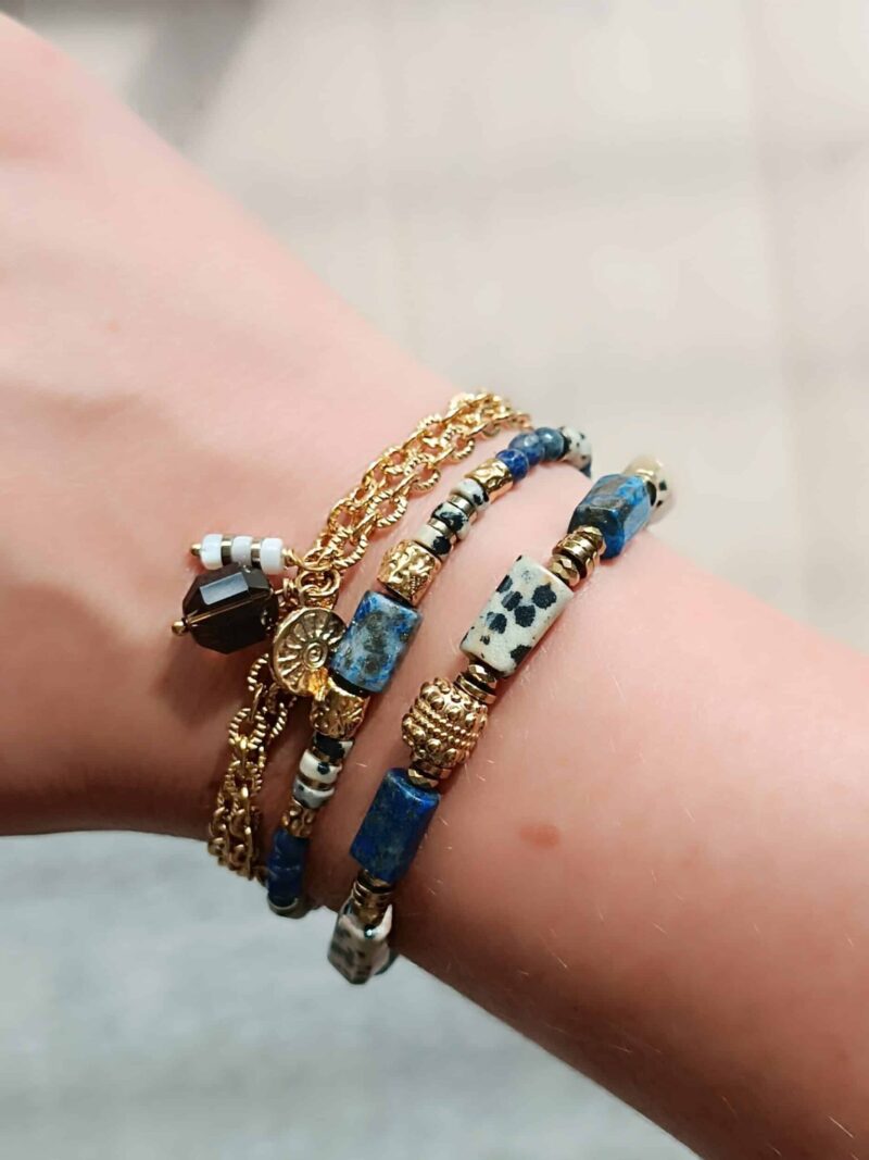 Bracelet KIVAR lapis lazuli et jaspe dalmatien