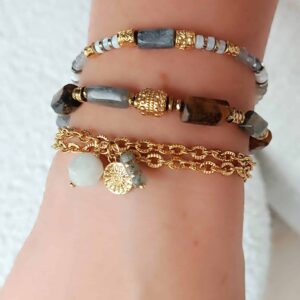 Bracelet double tour LANESH pierre de lune