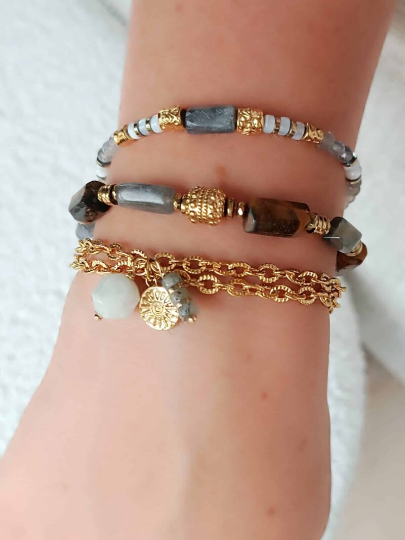Bracelet double tour LANESH pierre de lune