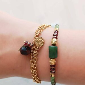 Bracelet MATRA grenat et jade