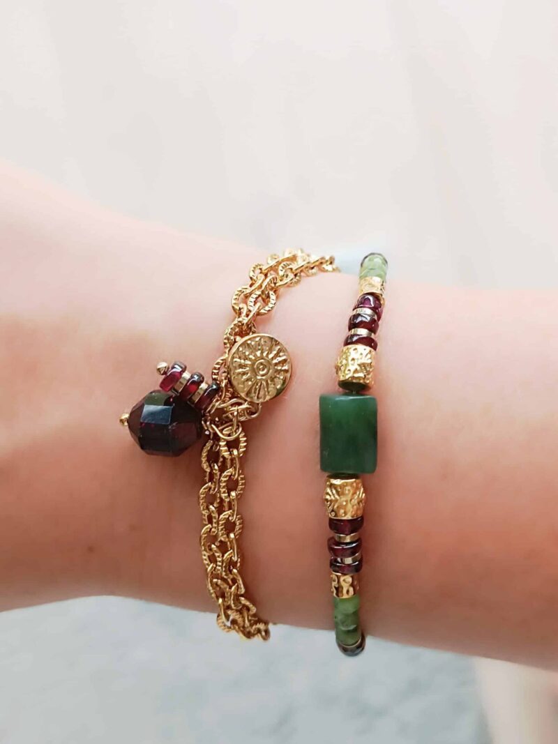 Bracelet MATRA grenat et jade