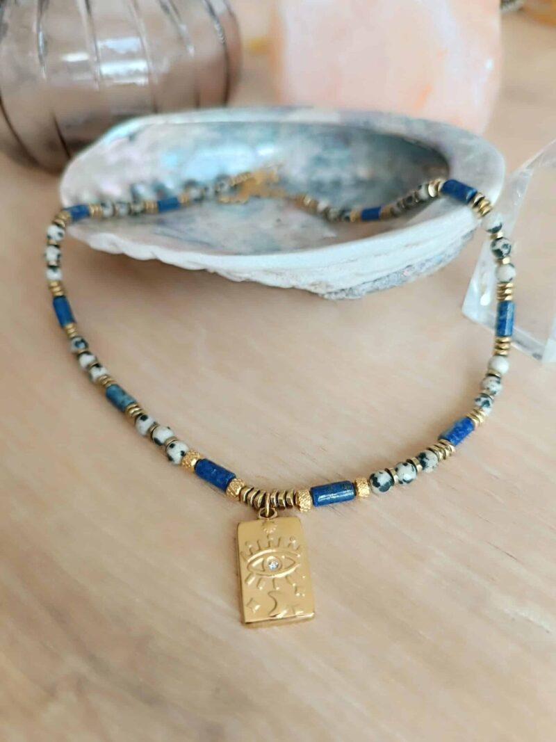 Collier SOOR lapis lazuli et jaspe dalmatien