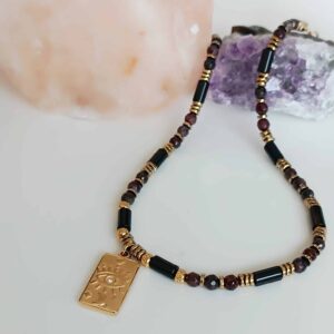 Collier SOOR onyx et grenat