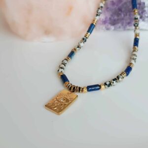 Collier SOOR lapis lazuli et jaspe dalmatien