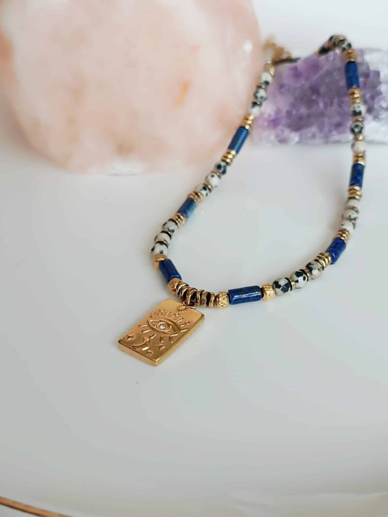 Collier SOOR lapis lazuli et jaspe dalmatien