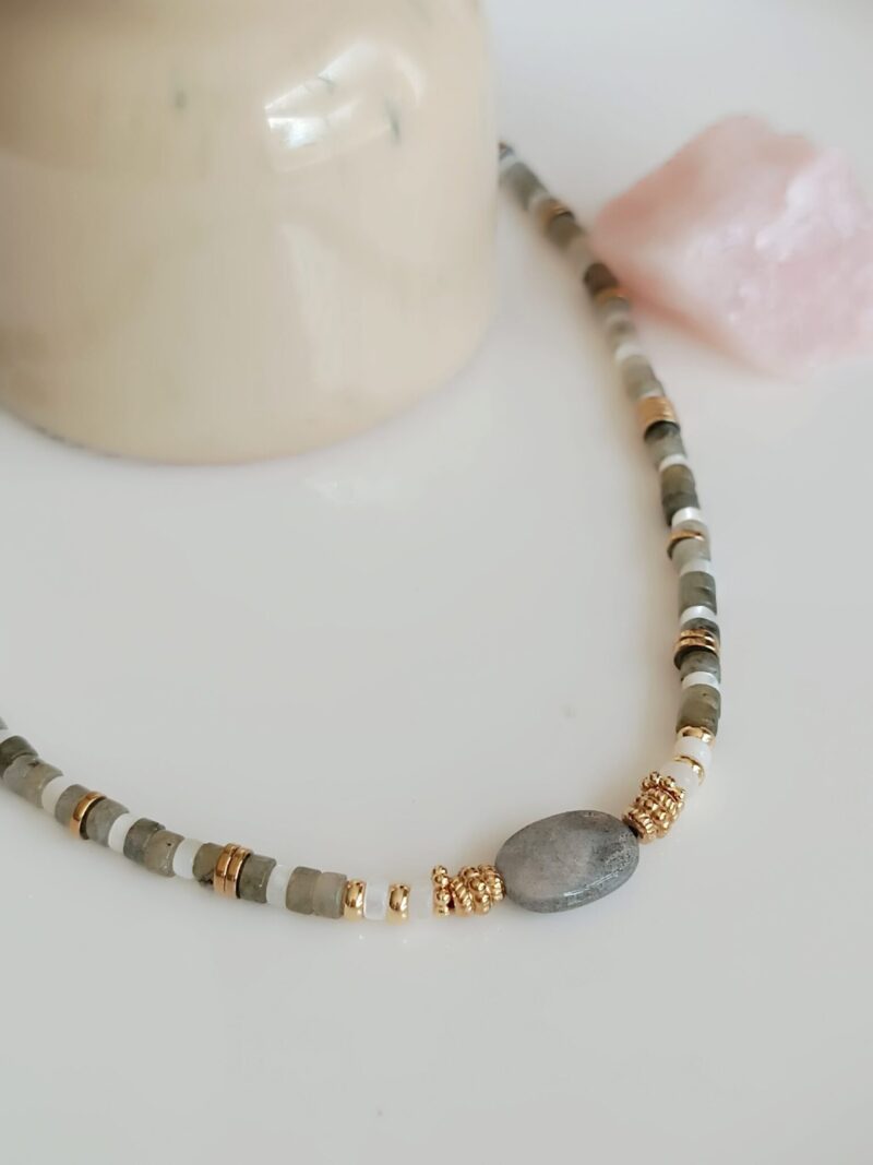 Collier HOPE labradorite et nacre