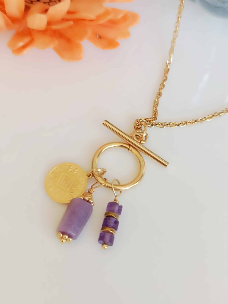 Collier RAADHI lépidolite et améthyste
