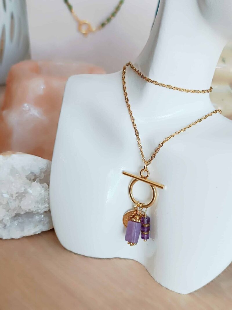 Collier RAADHI lépidolite et améthyste