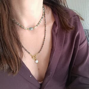 Collier HOPE labradorite et nacre
