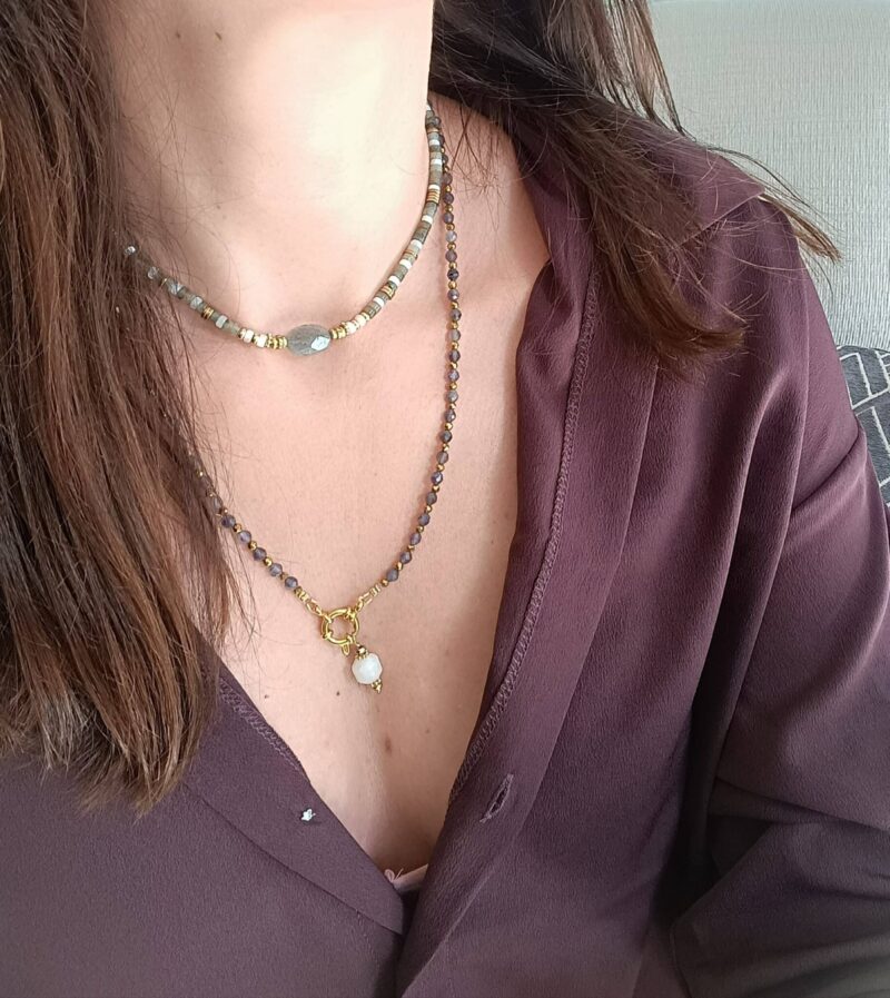 Collier HOPE labradorite et nacre