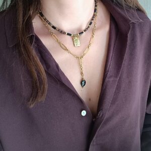 Collier SOOR onyx et grenat