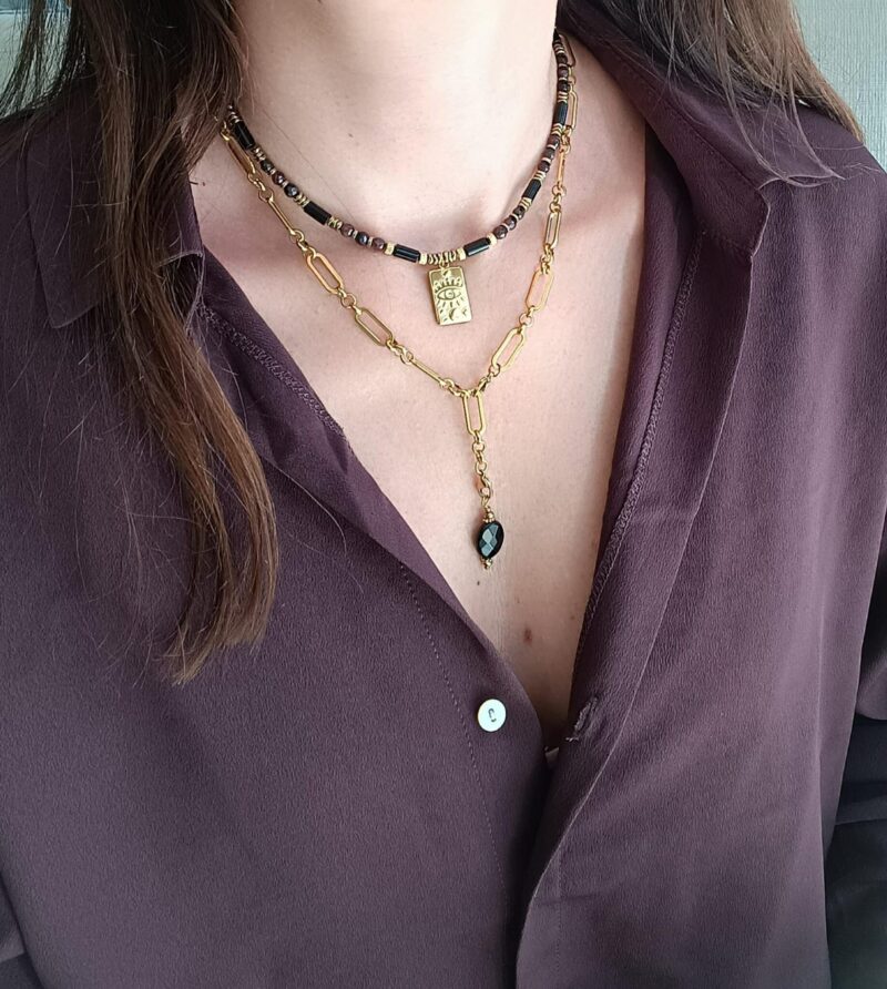 Collier SOOR onyx et grenat