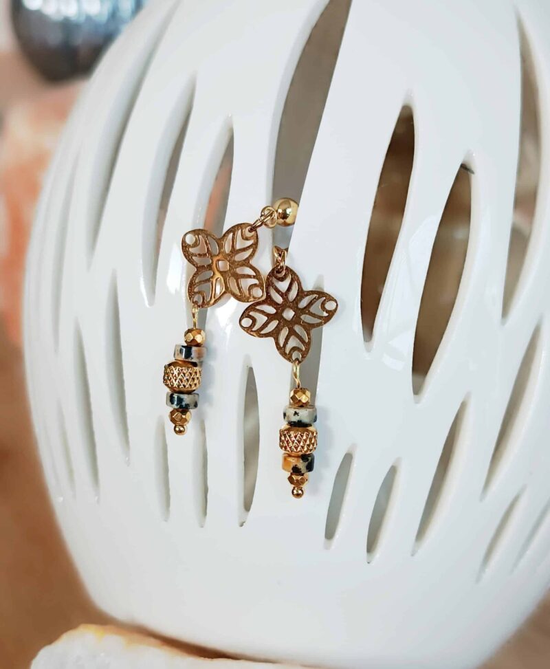 Boucles INDIYA jaspe dalmatien