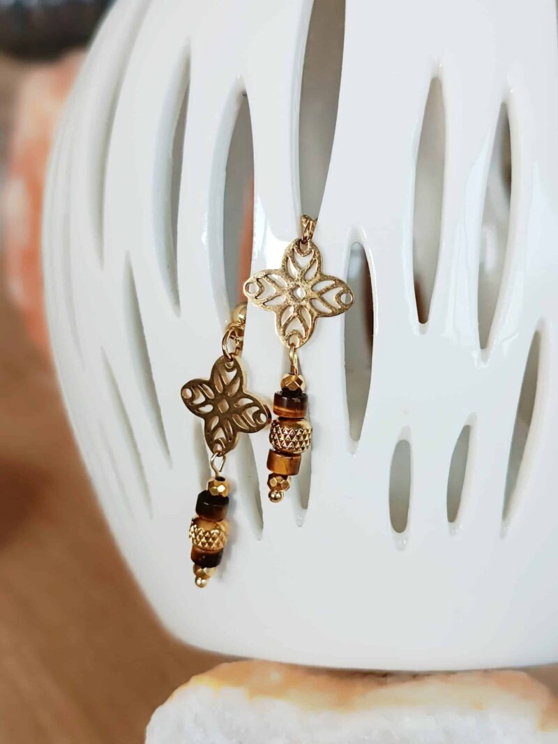 Boucles INDIYA oeil de tigre