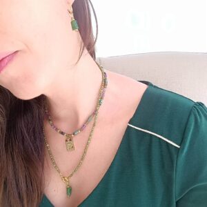 Collier SOOR turquoise africaine et lépidolite
