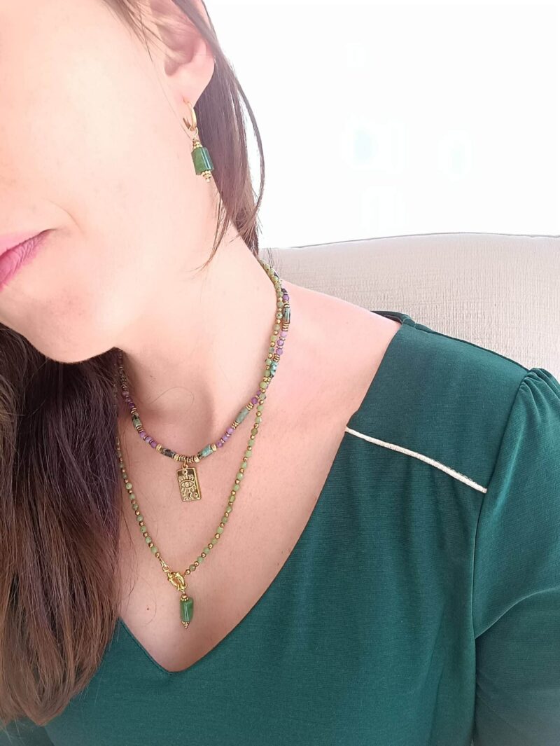 Collier SOOR turquoise africaine et lépidolite