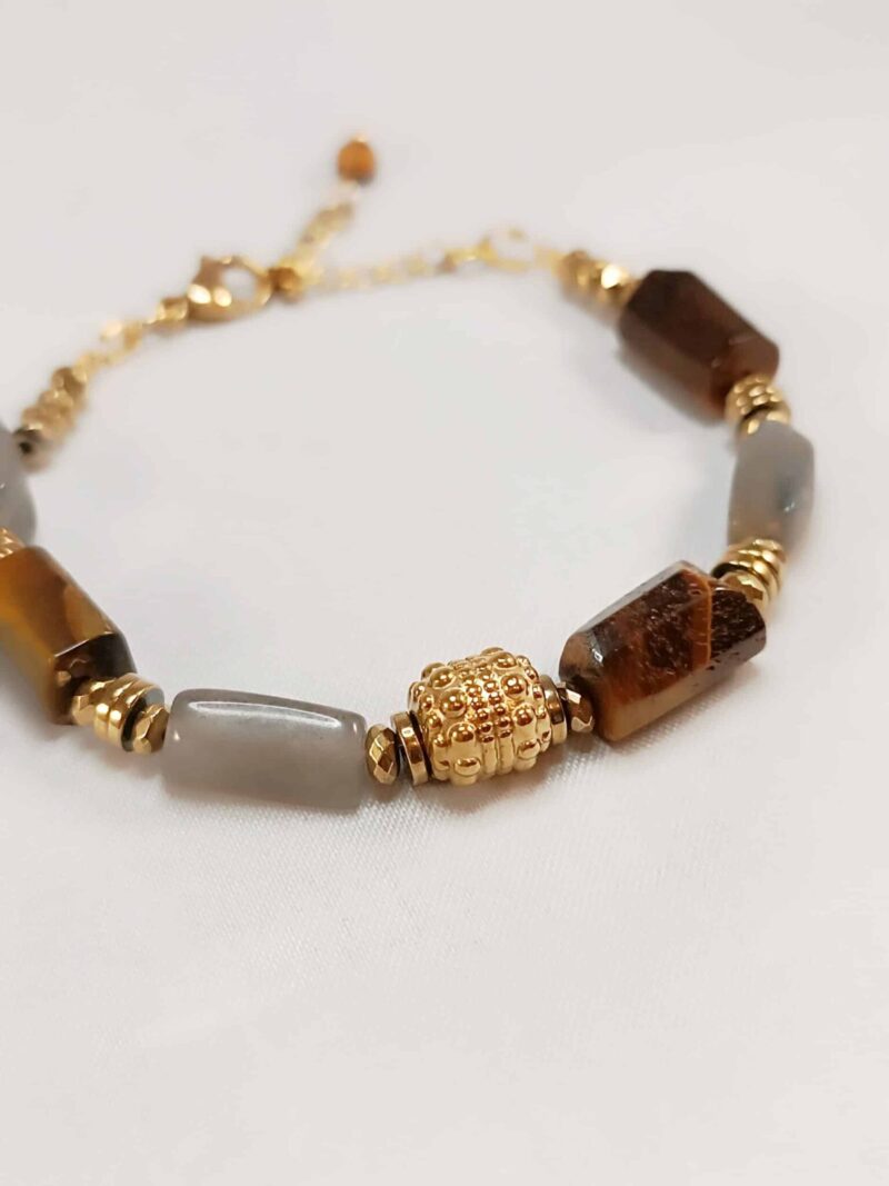 Bracelet KIVAR labradorite et oeil de tigre