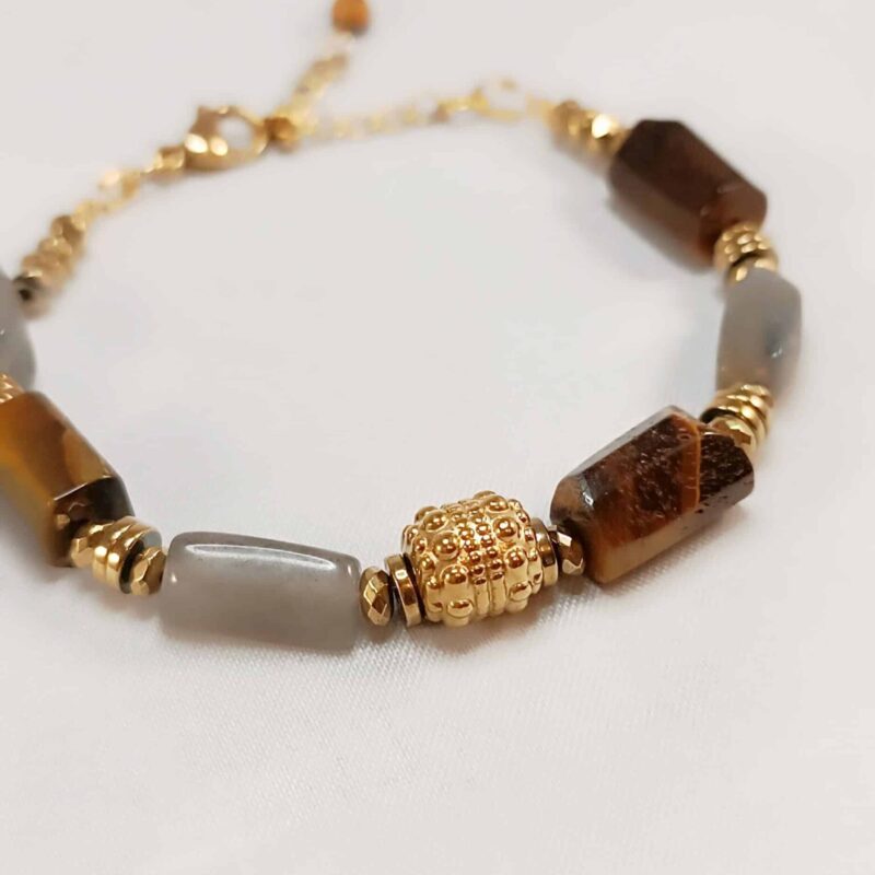 Bracelet KIVAR labradorite et oeil de tigre