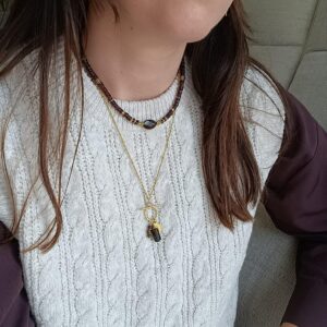 Collier HOPE grenat et quartz fumé