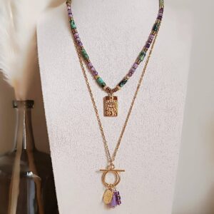 Collier RAADHI lépidolite et améthyste