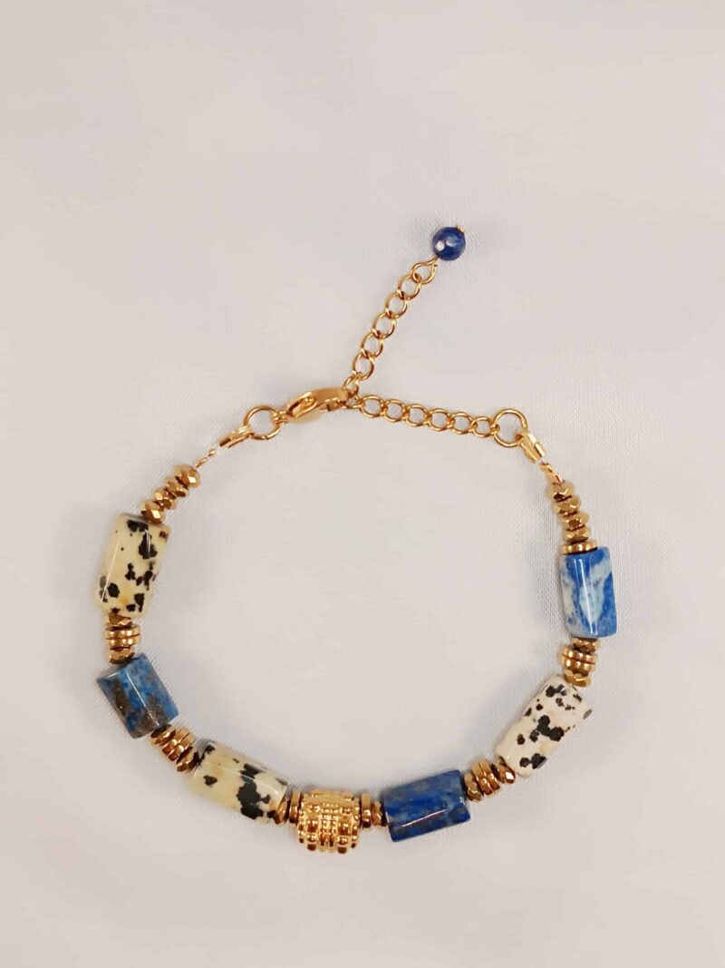 Bracelet MATRA lapis lazuli et jaspe dalmatien