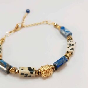 Bracelet KIVAR lapis lazuli et jaspe dalmatien