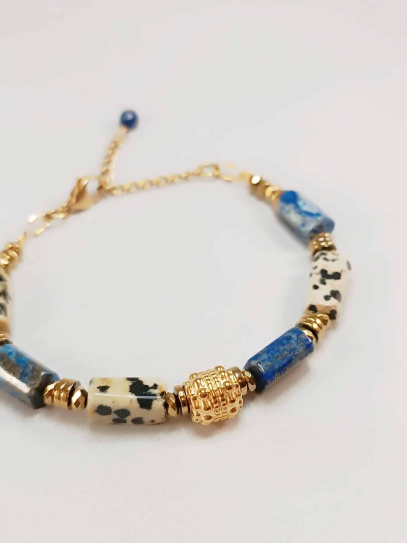 Bracelet KIVAR lapis lazuli et jaspe dalmatien