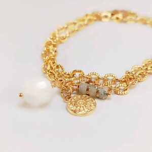 Bracelet double tour LANESH pierre de lune