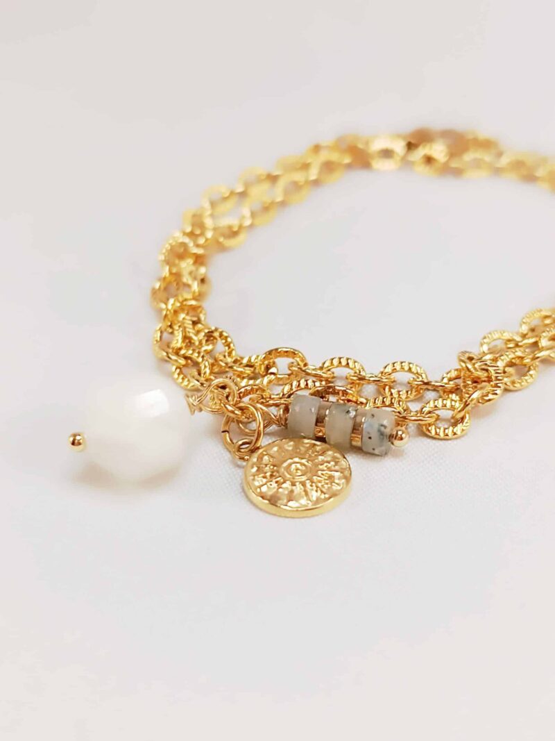 Bracelet double tour LANESH pierre de lune