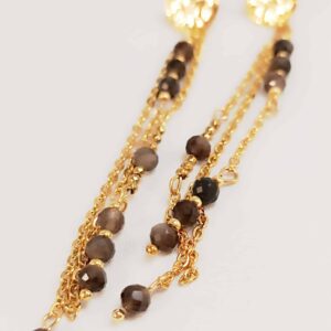 Boucles SAHAR obsidienne argentée