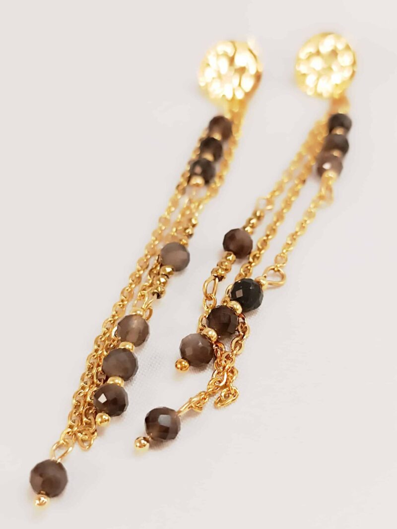 Boucles SAHAR obsidienne argentée