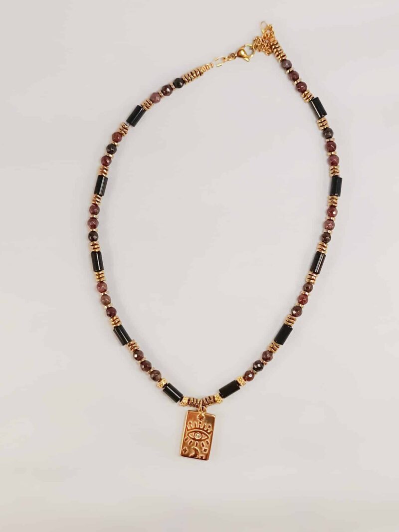 Collier SOOR onyx et grenat