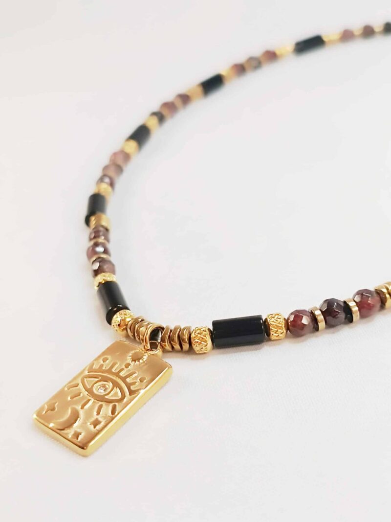 Collier SOOR onyx et grenat