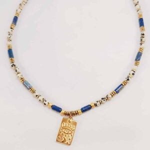 Collier SOOR lapis lazuli et jaspe dalmatien